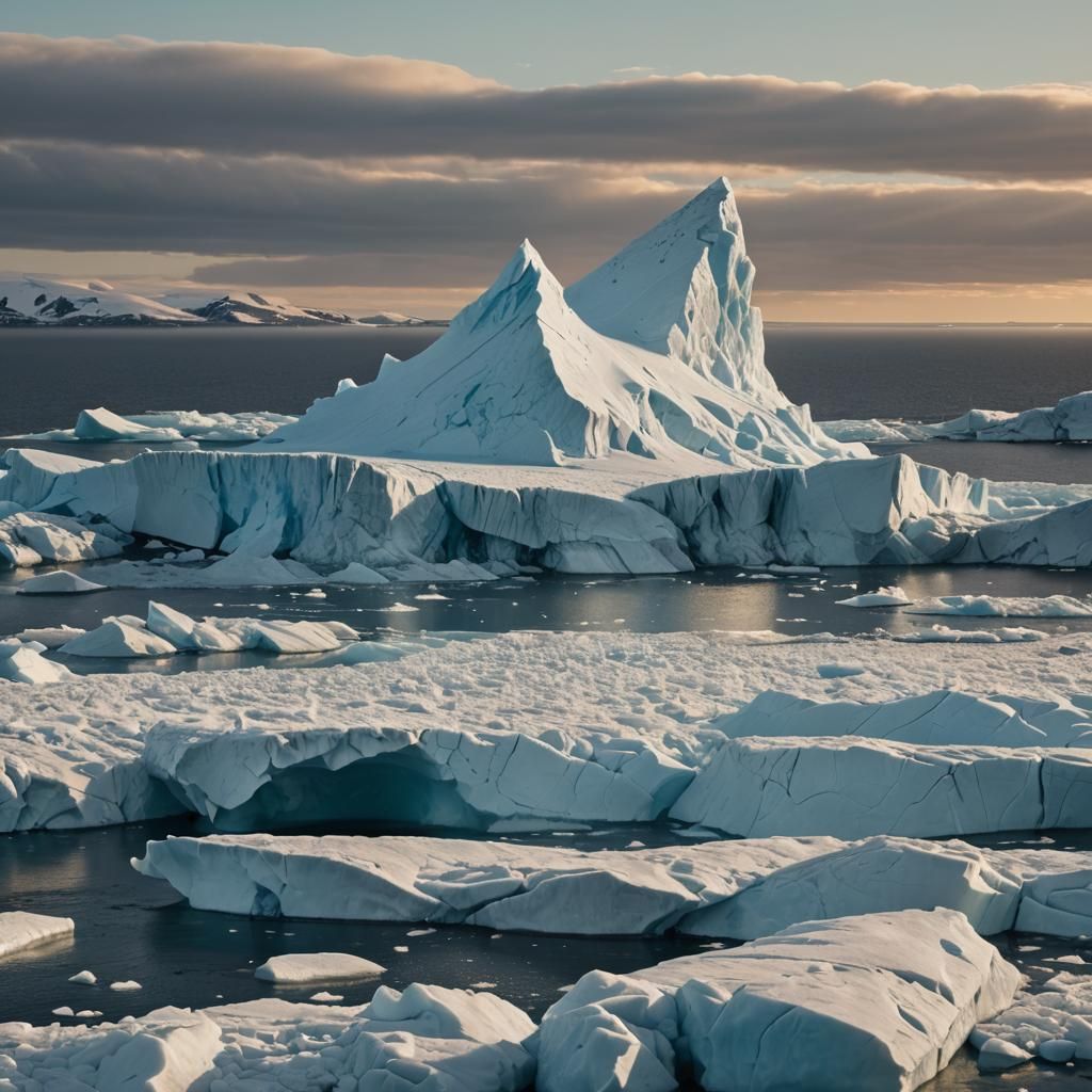 Giant Iceberg at Golden Hour: Digital Matte Painting