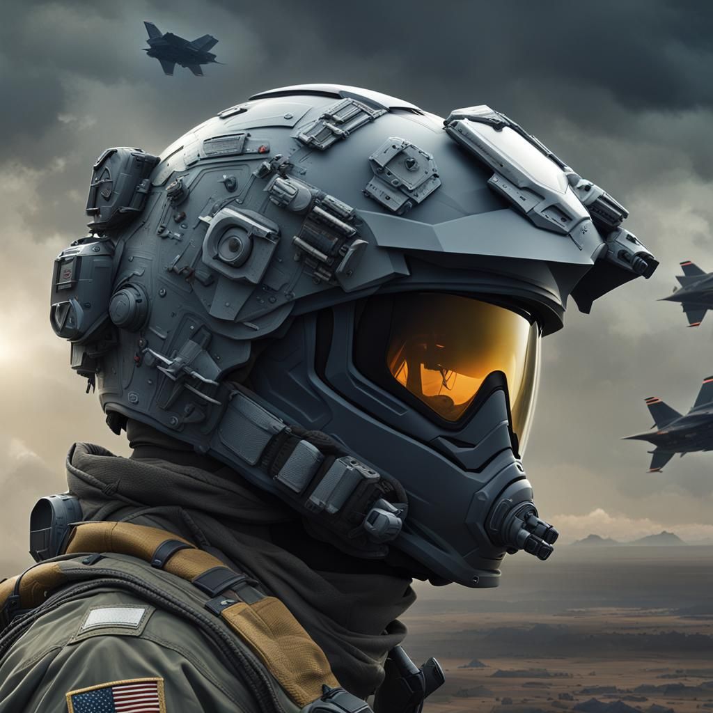 Detailed F-35 Helmet in Digital Matte Painting