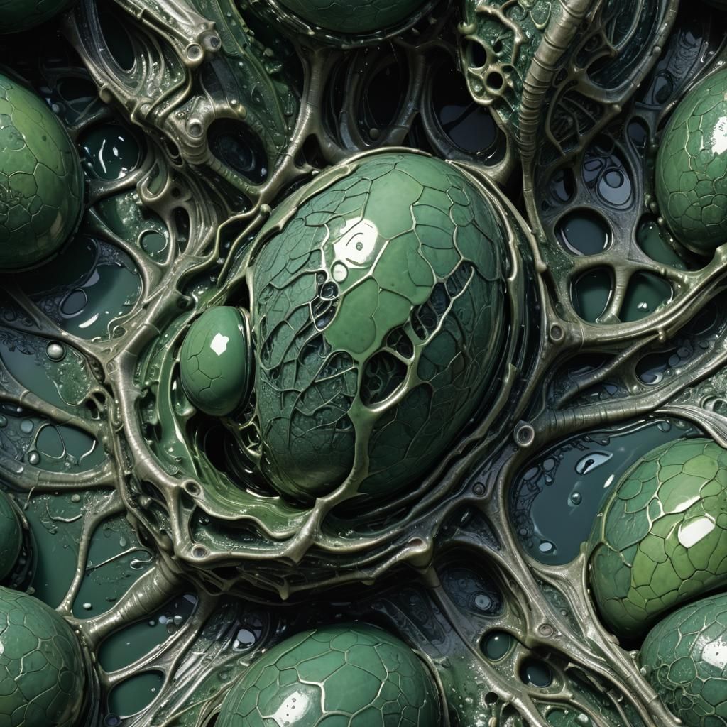 Cracked Biomechanical Egg in Giger Style
