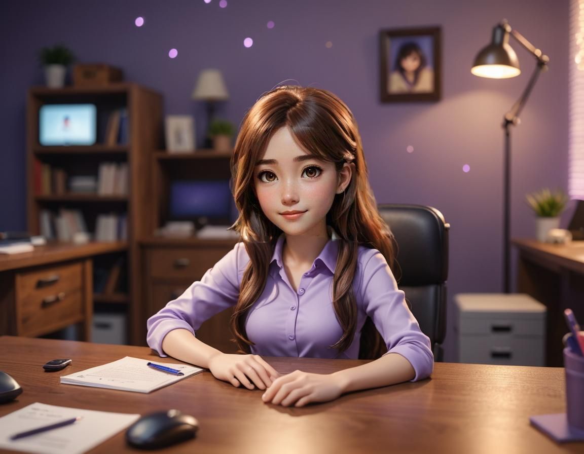 Chibi Anime Portrait in 3D Pixar Style