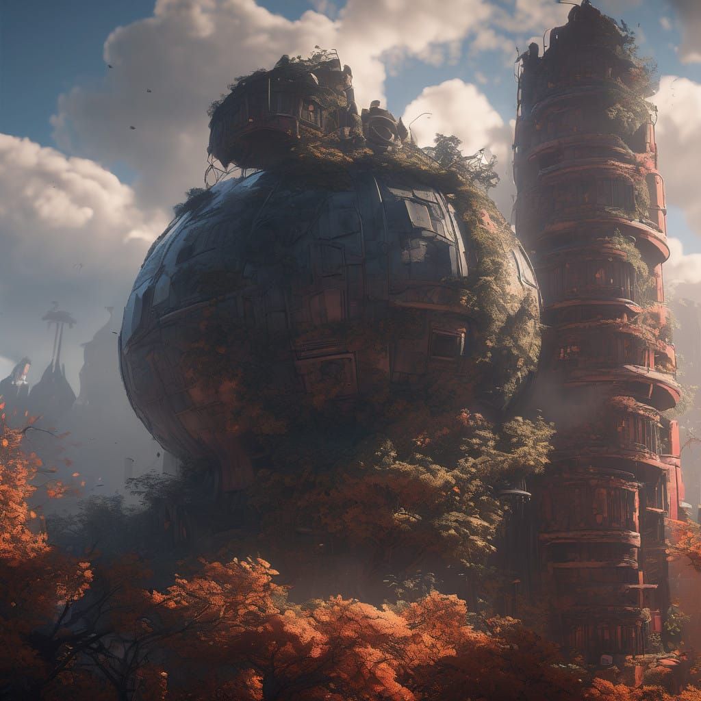 Ethereal Stimutacs Metropolis in Vibrant, Swirling Clouds