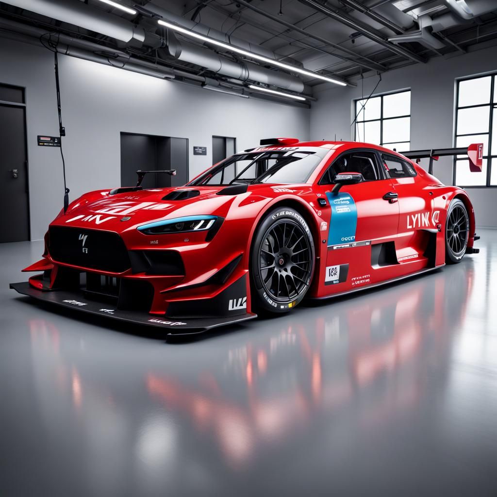 Lynk and Co GT1 Race Car: Glossy Red Studio Photo
