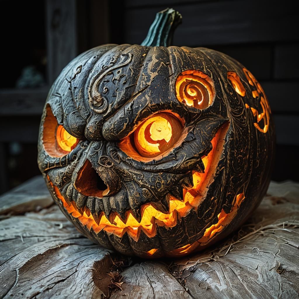 Freaky carved pumpkin