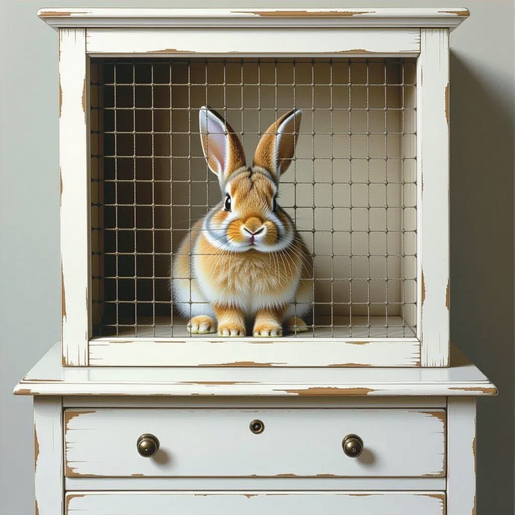 Rabbit Behind Wire Illusion Art