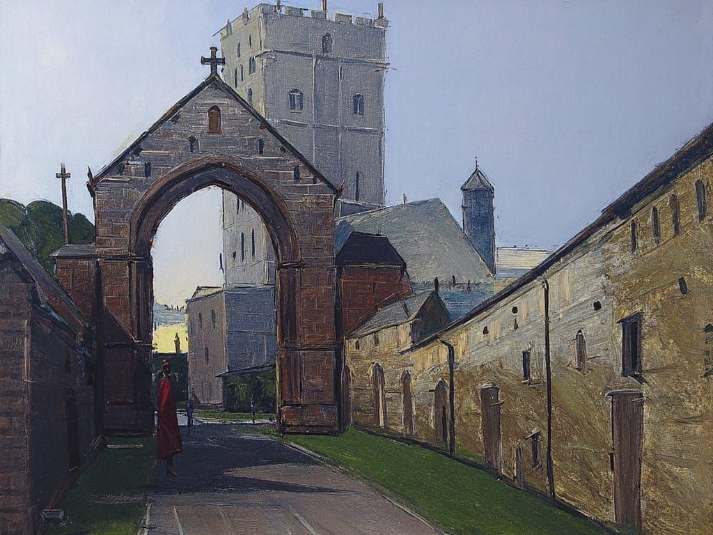 Majestic Gothic Church Gate at Sunset