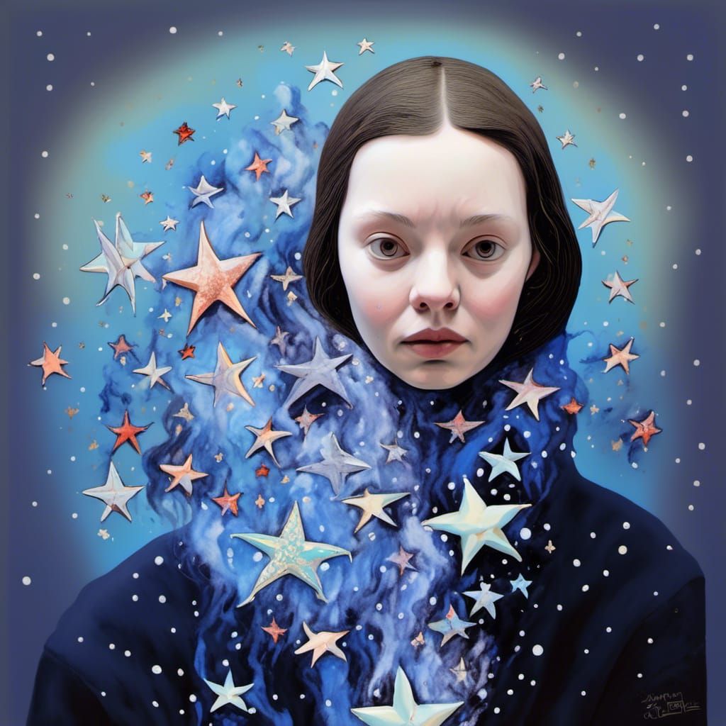 Stars Devour Body in Dreamcore Oil Collage