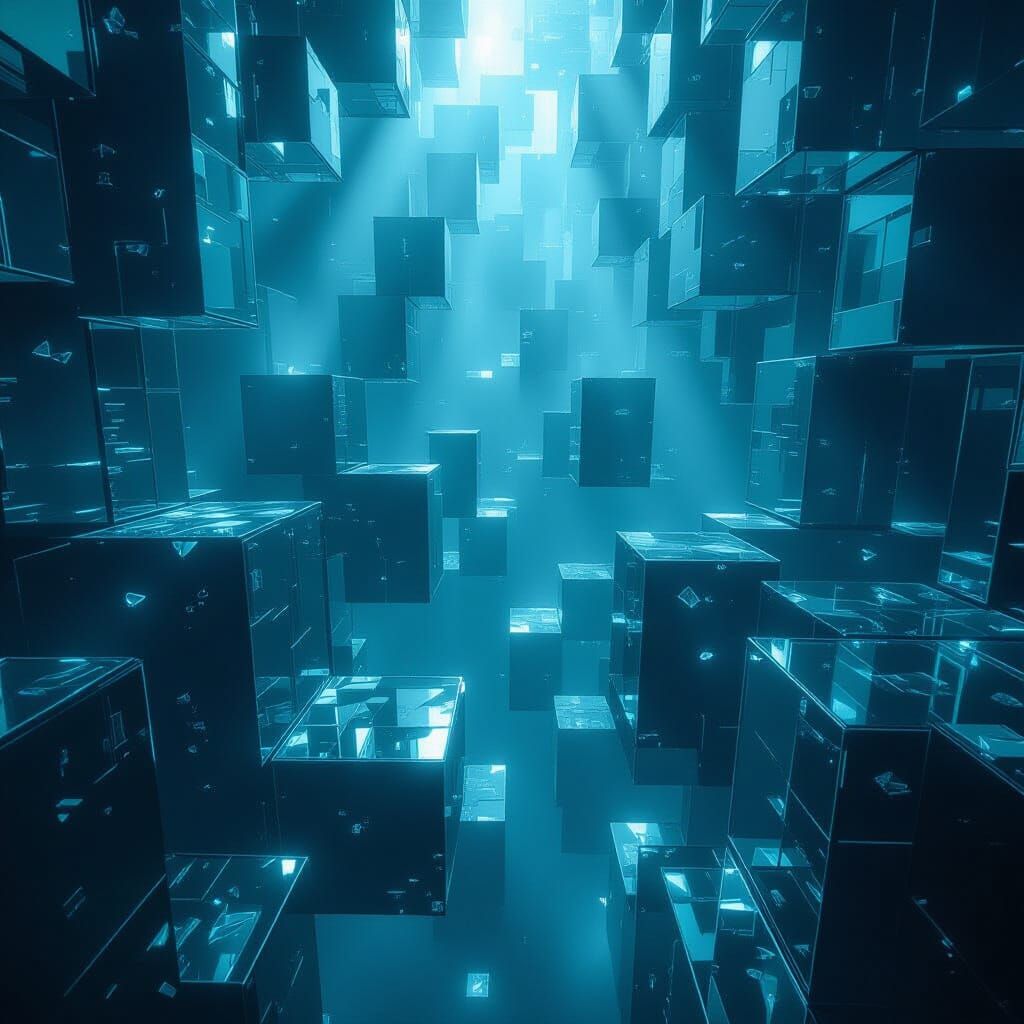 Surreal Shattered Glass Labyrinth in Void