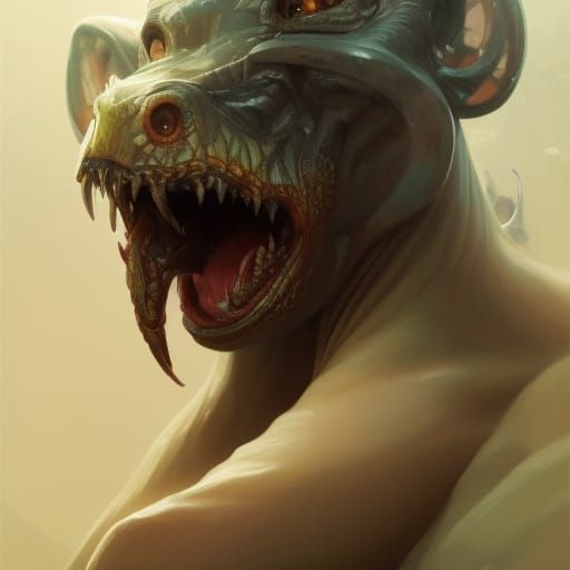 Three-Eyed Snake Portrait in Dramatic Digital Art Style