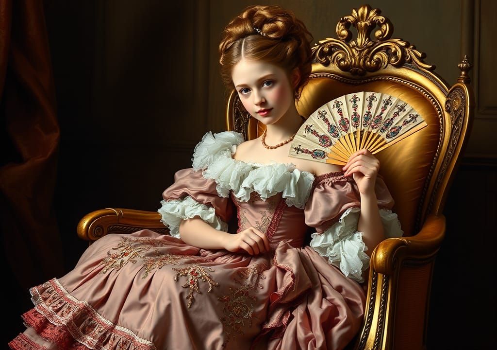 Elegant Mademoiselle in 19th Century Renaissance Style