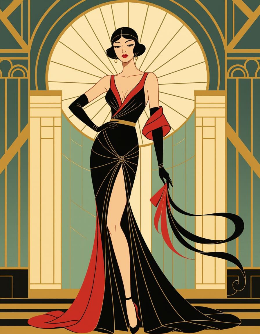 Retro Art Deco, Classic Lady, Malika Favre Style, Full Body