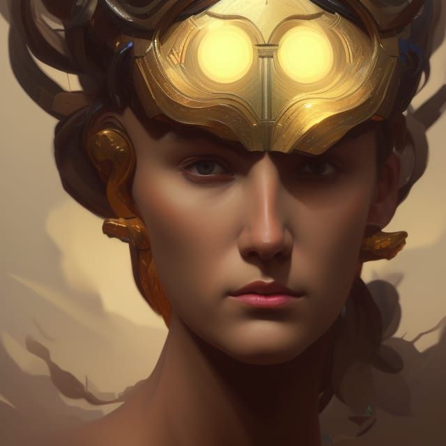Detailed Deity Portrait with Volumetric Lighting