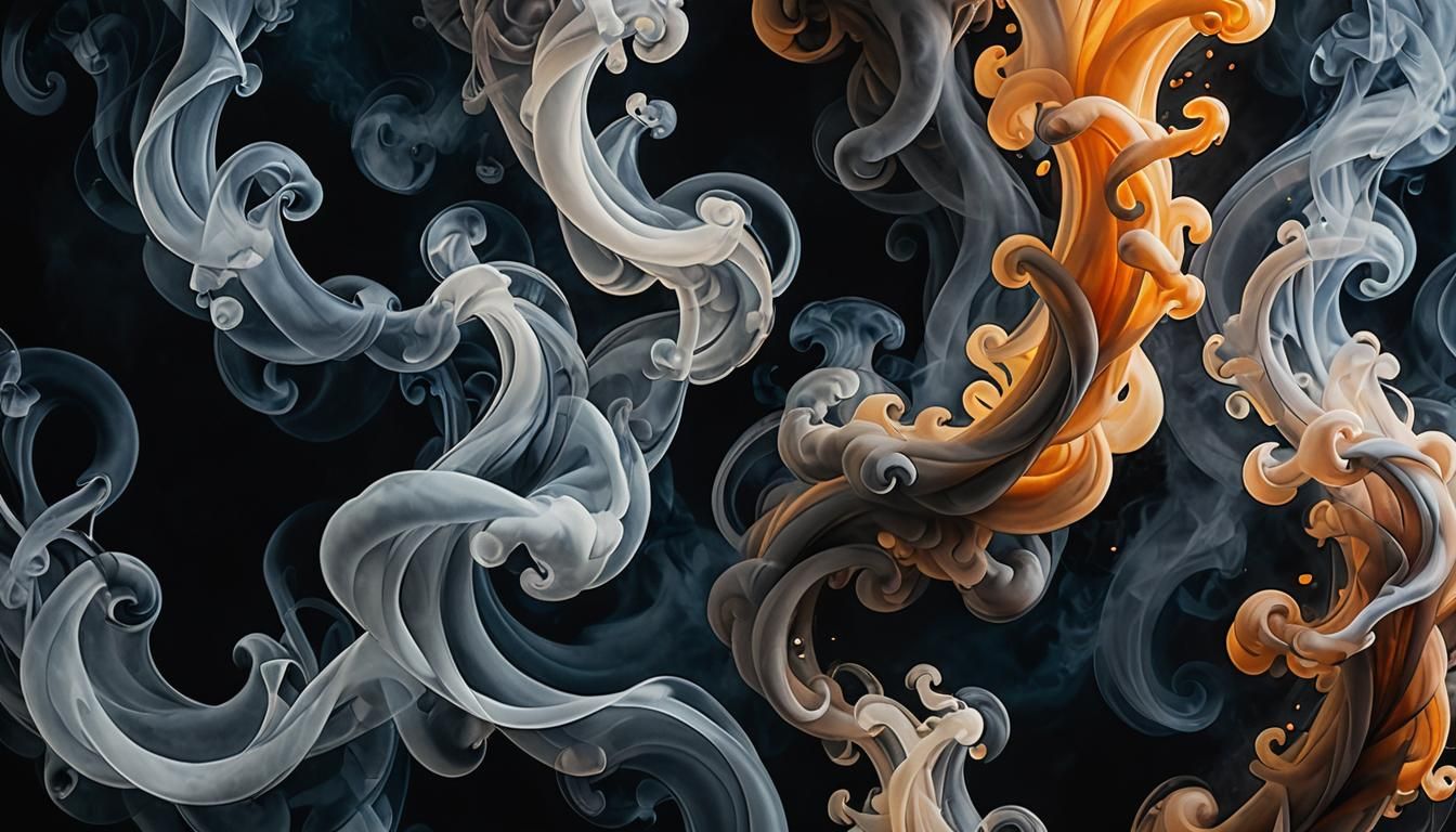 Ominous Abstract Smoke Shapes in Hyperrealistic Style