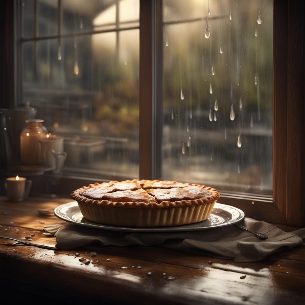 Rainy Day Pie in Hyperdetailed Digital Art