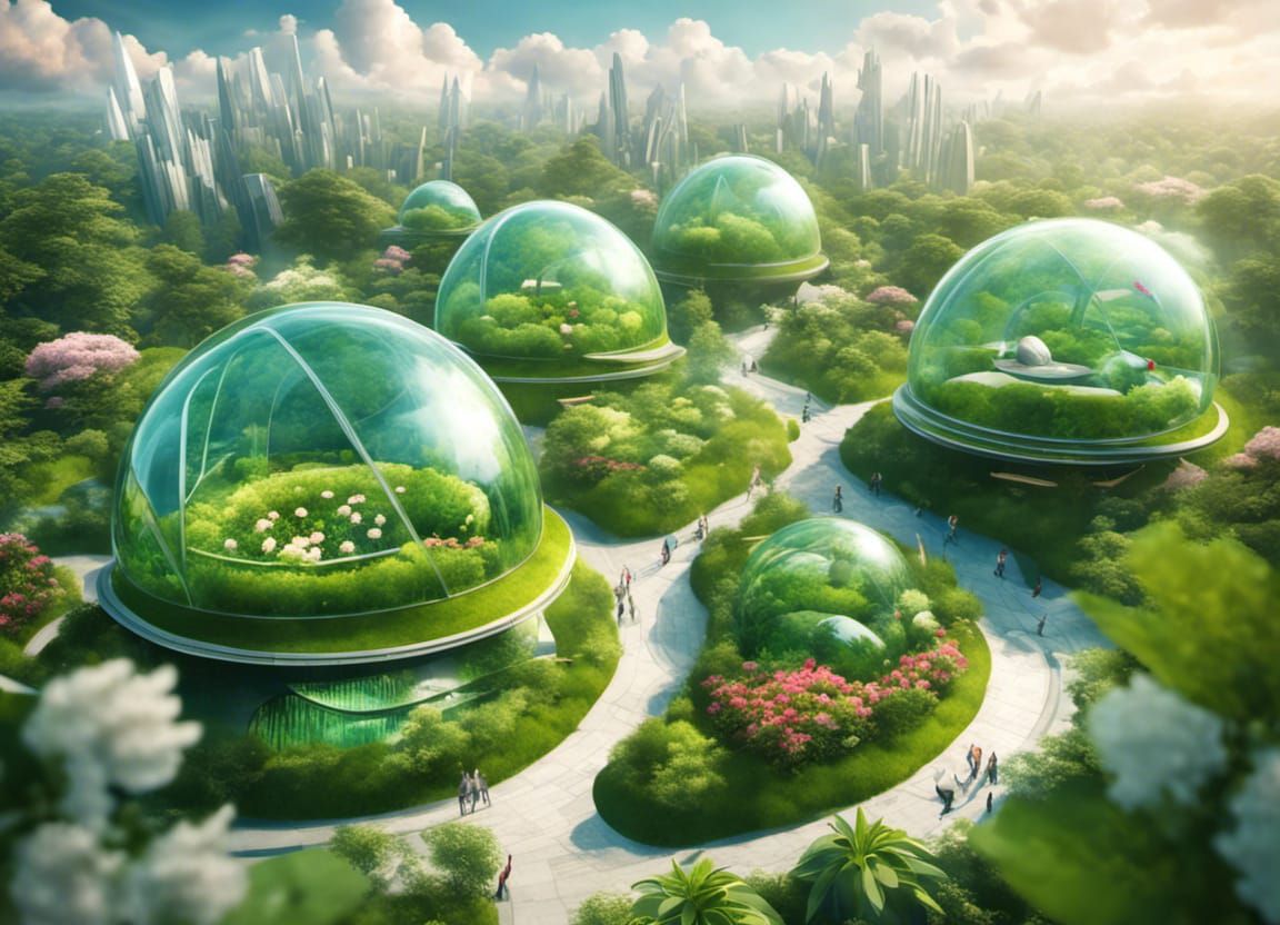 Futuristic Green Eco-City: Hyperrealistic Concept Art