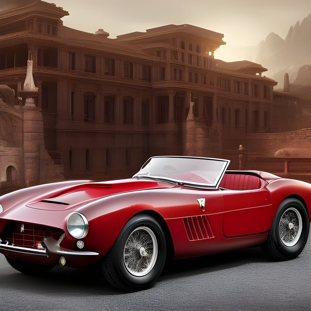 Classic Red Ferrari 125 S: Detailed Matte Painting