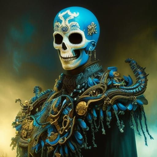 Bioluminescent Punk Skull in Ethereal Jar