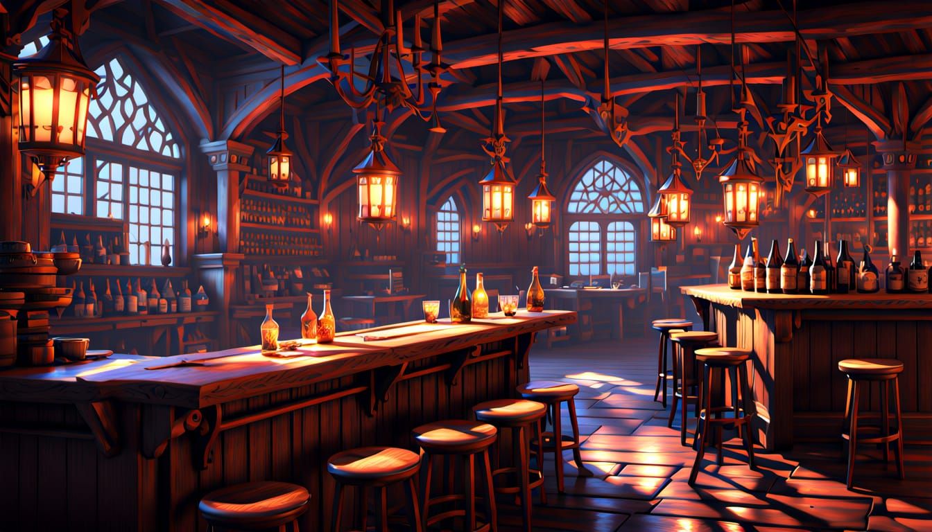 Ethereal Tavern Keeper in Anime Style