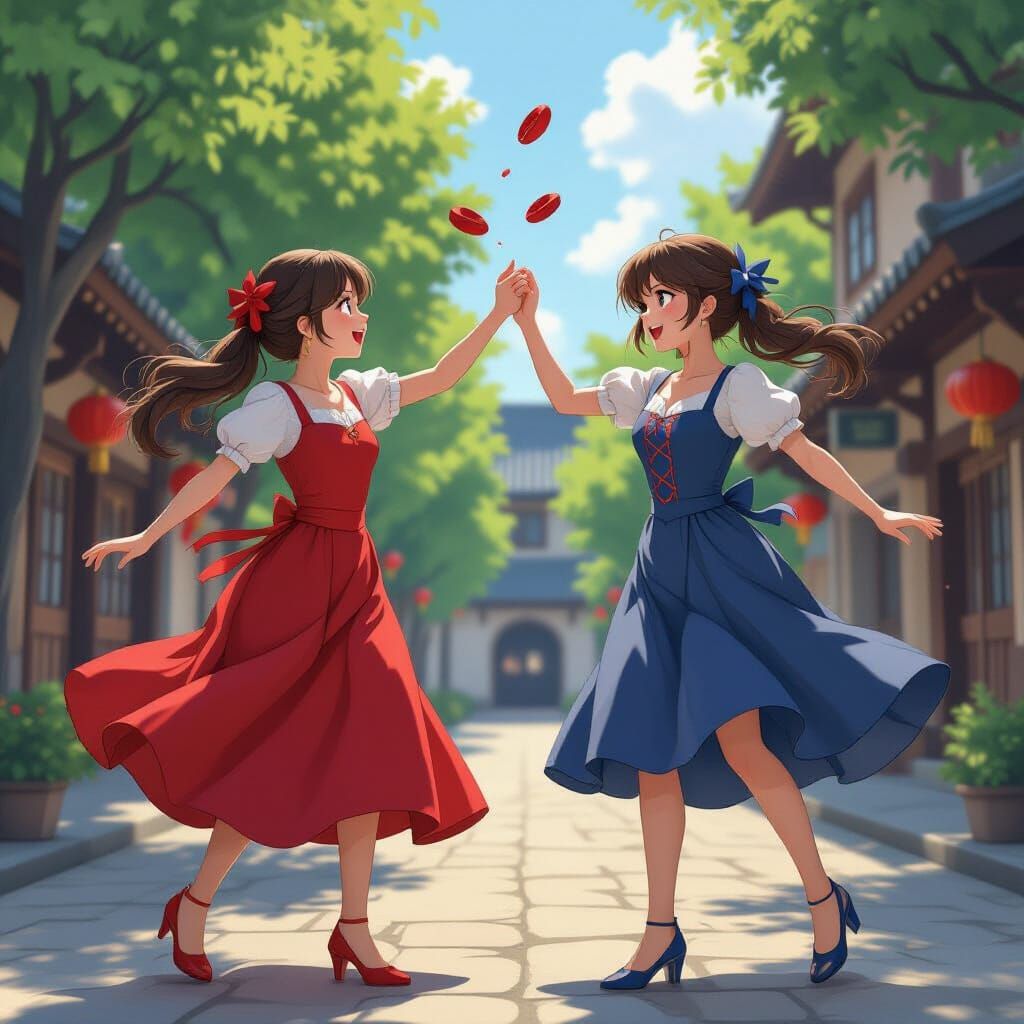 Anime Girls Having a Slipper Fight in 3D Style