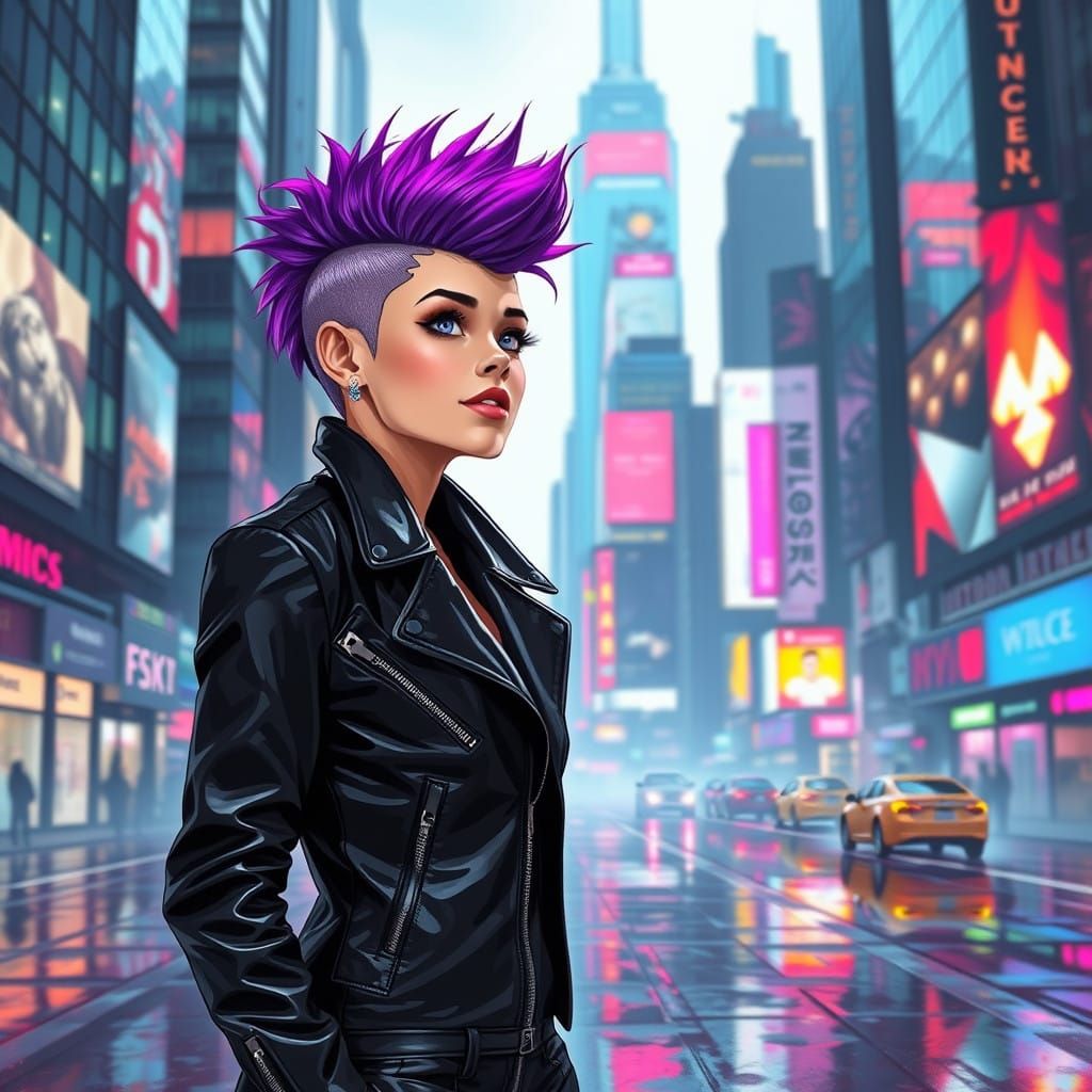 Cyberpunk Woman in Neon City