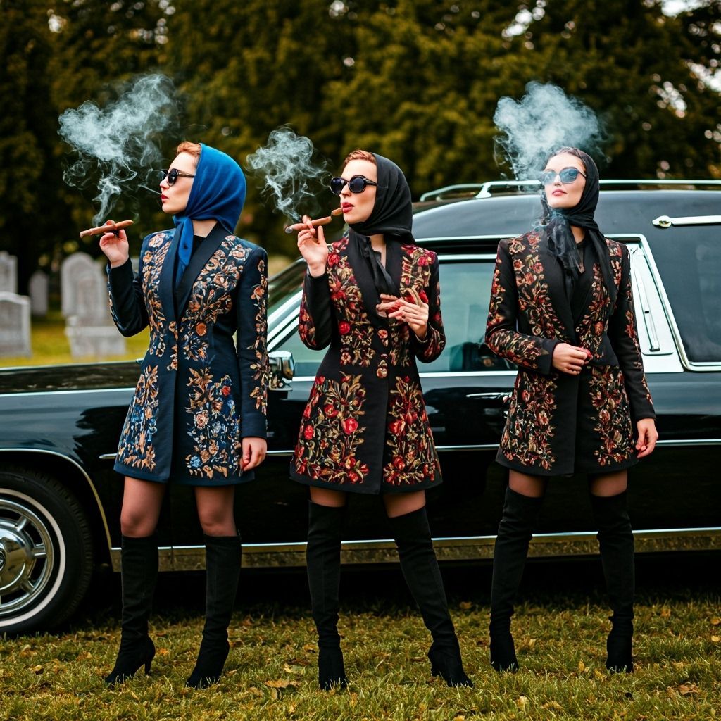 Elegant Femme Fatales Smoking Cigars by Hearse