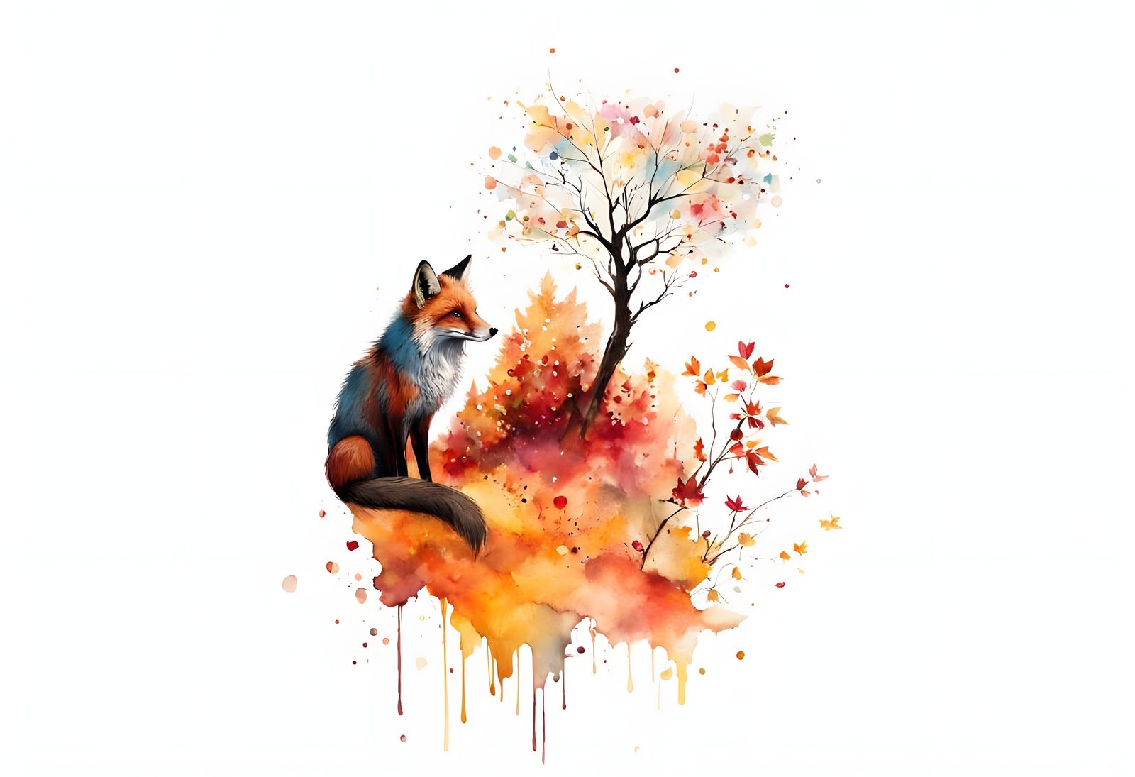 Vibrant Autumn Fox in Impasto Style