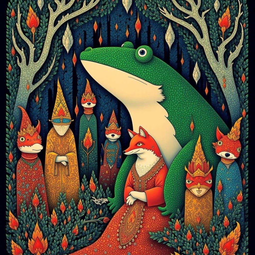 Giant Toad Meets Fox Bride in Vibrant Henri Matisse-Inspired...