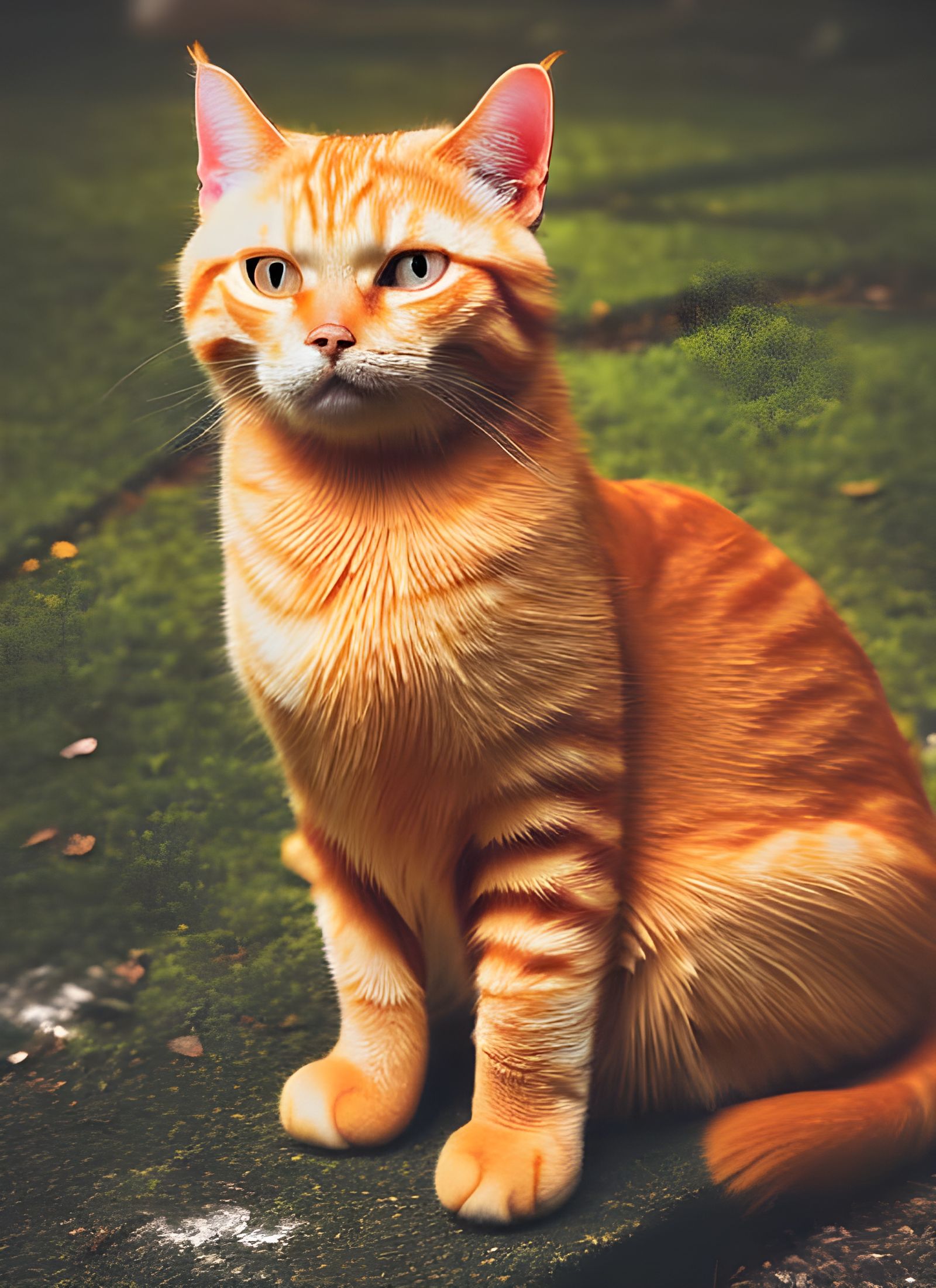 Tabby Cat Outdoors in Hyper Real Style