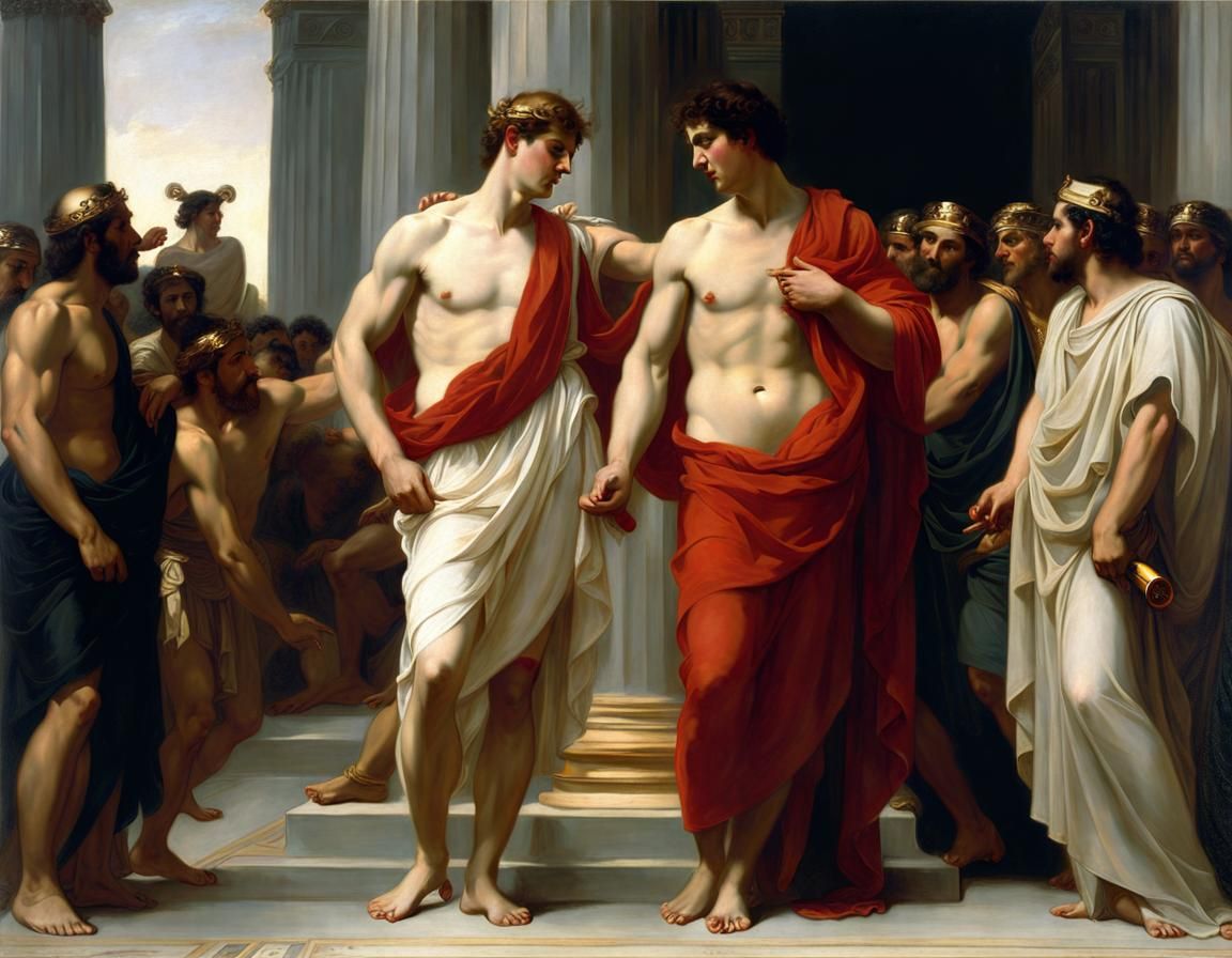 Pylades comes to aid Orestes (after Bouguereau)