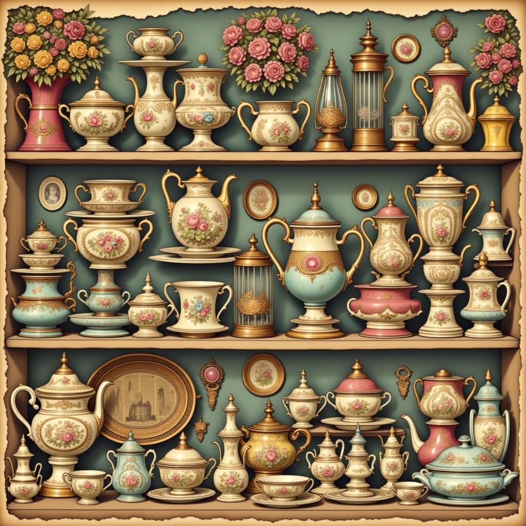 Vintage Eerie Curiosities in Impressionist Style