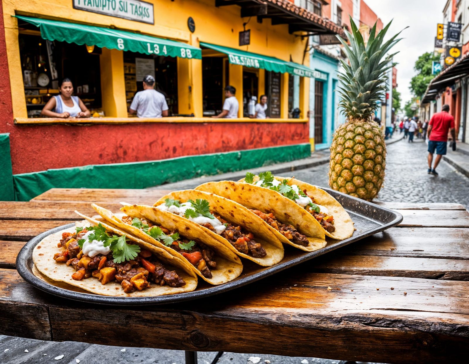 Authentic Tacos al Pastor Street Food Photography