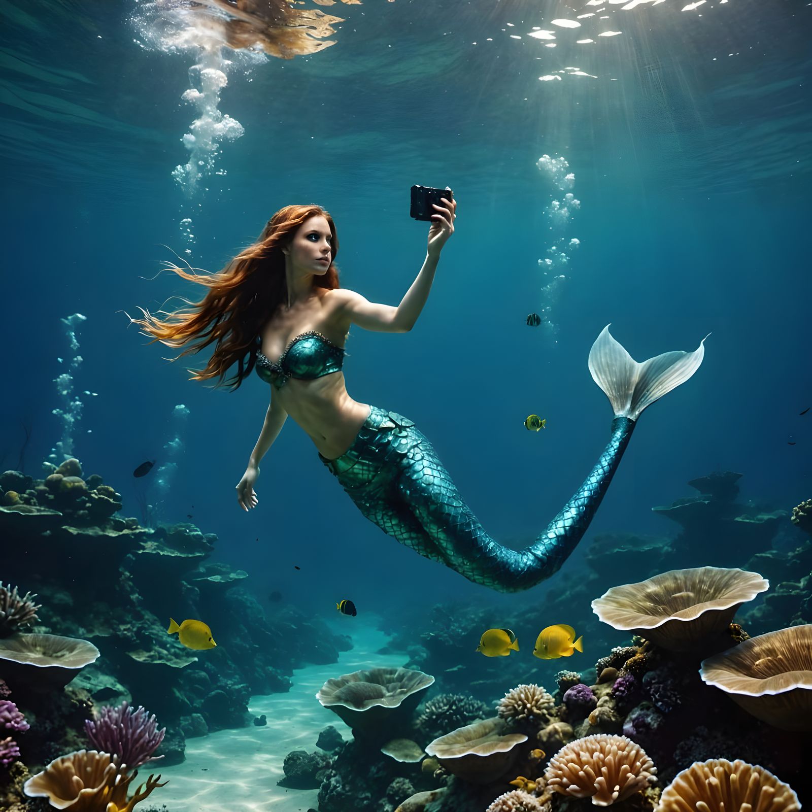 Underwater Mermaid Portrait in Elegant Style