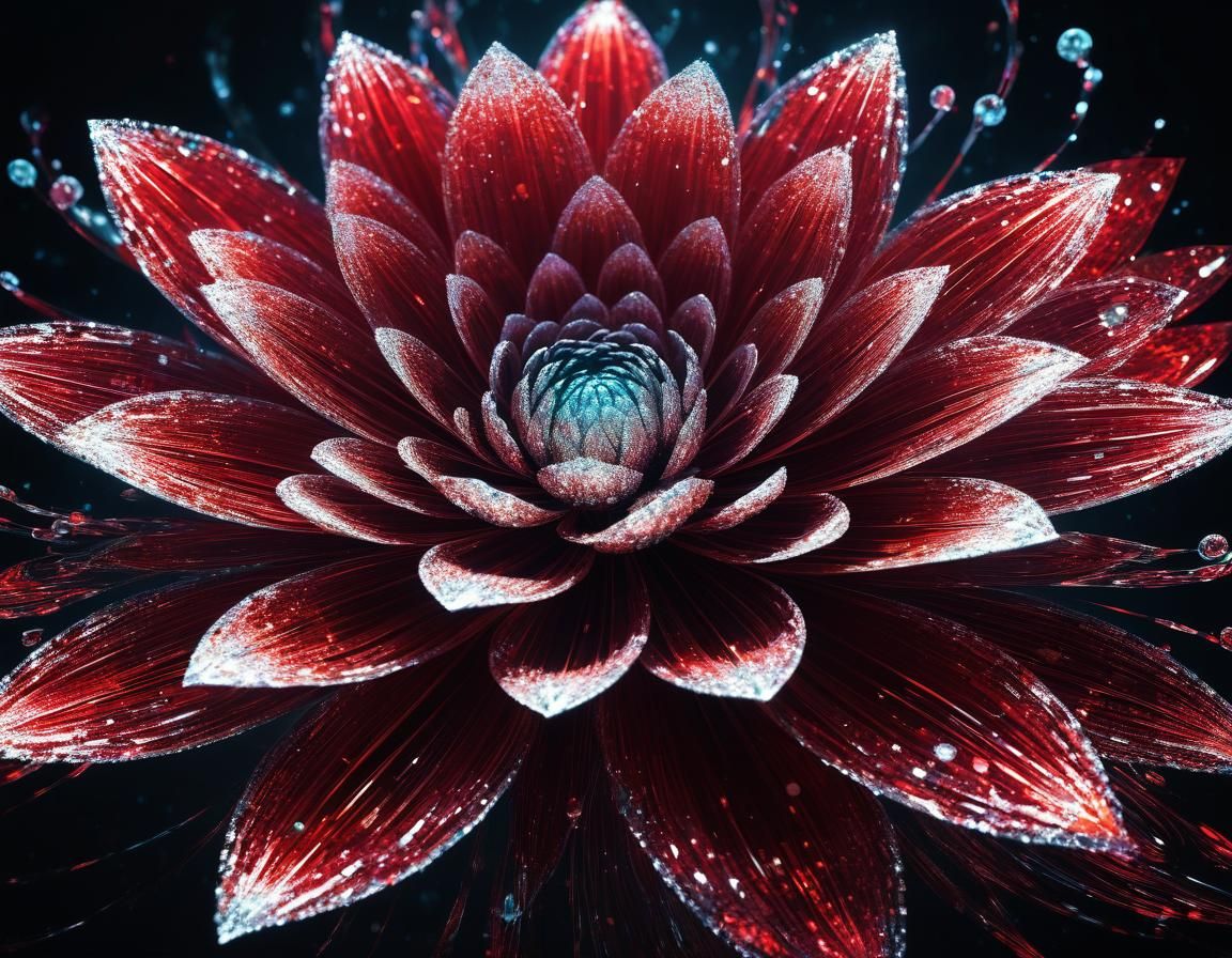 Ethereal Abstract Floral Art in Crimson