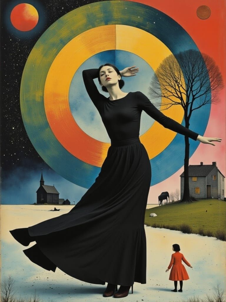 Surrealist Whirling Dervish amidst Aurora Borealis in Vibran...