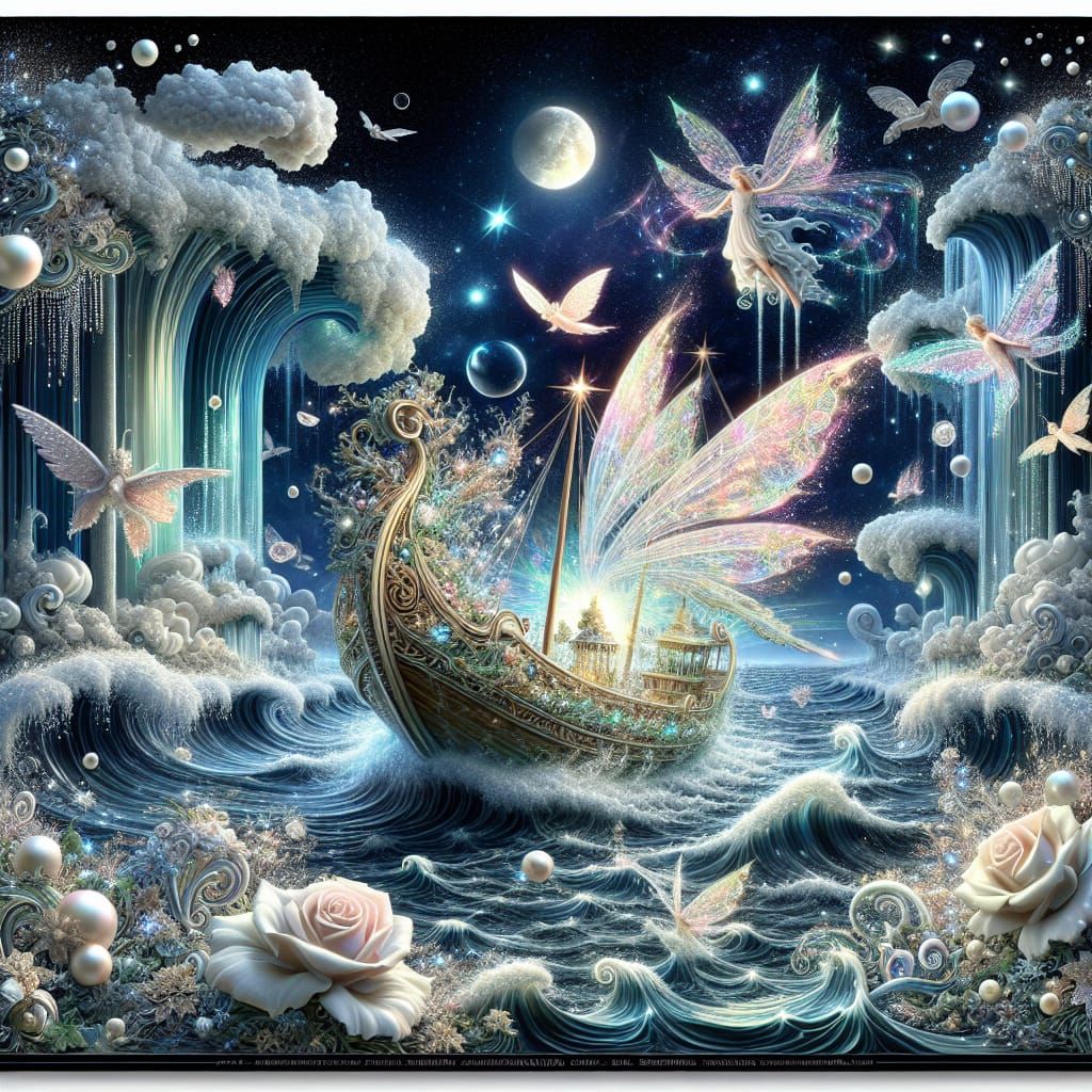 Enchanting Fairy Boat Emerges from Magical Tome