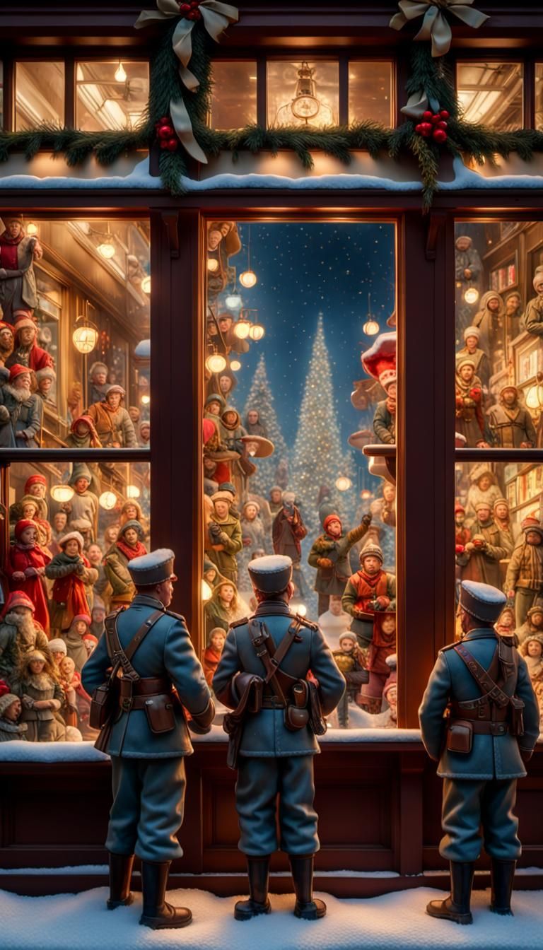 Christmas Toy Store Window Diorama in 1900s Style