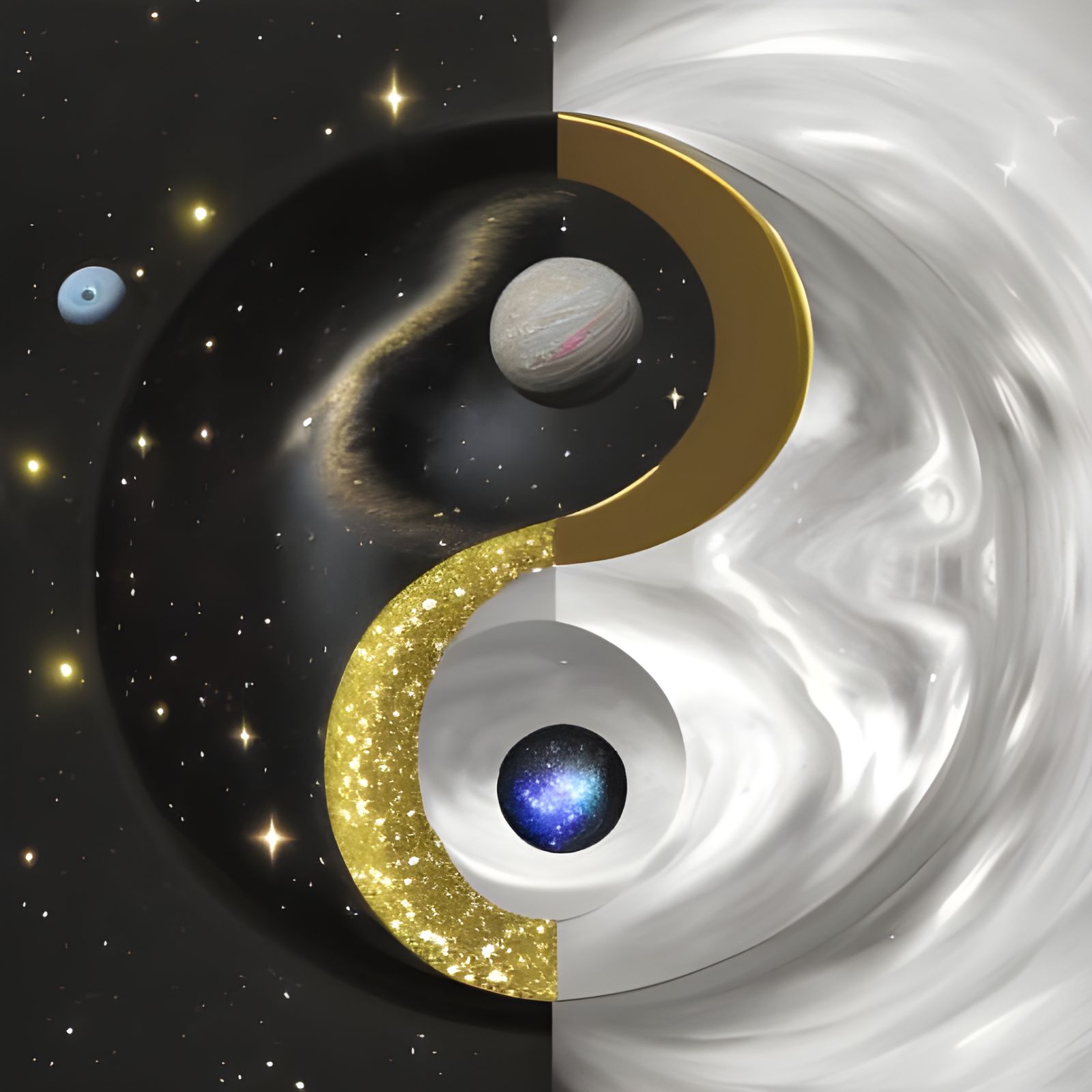 Galaxy Yin Yang Symbol in 3D Cosmos