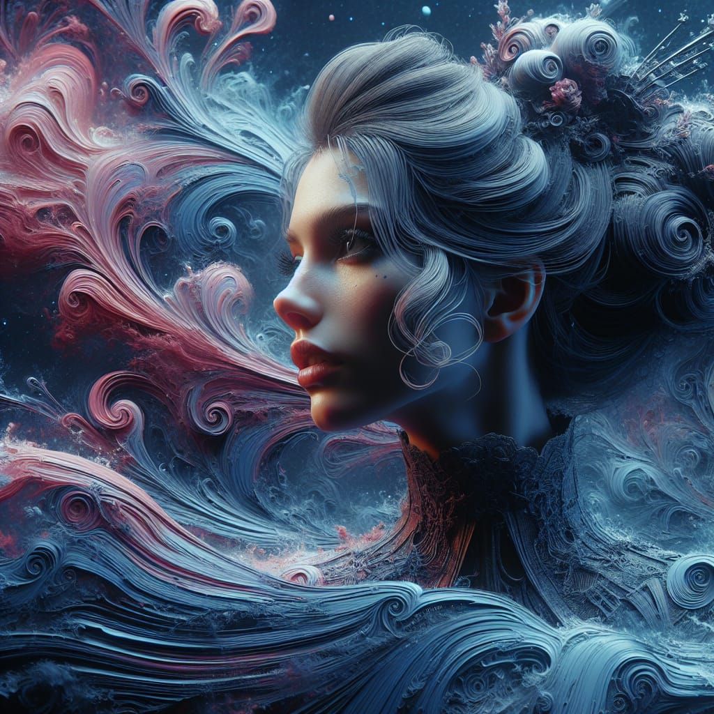 Fantasy Lady with Updo in Retro Matte Painting