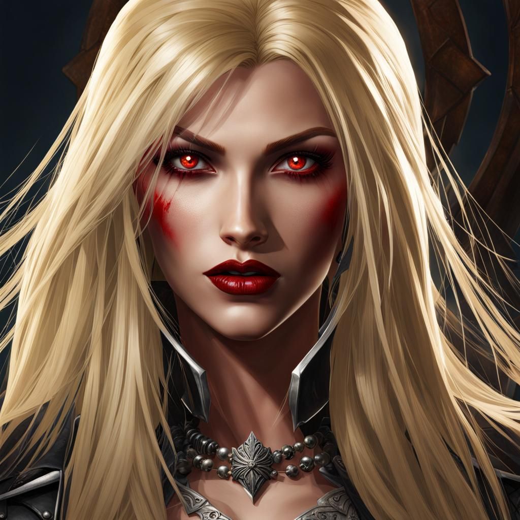 Fierce Blonde Vampire in Blood Rage