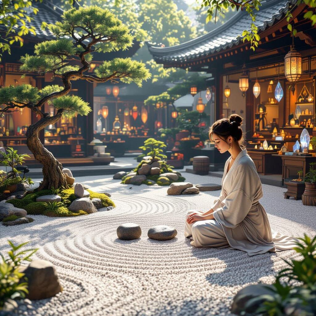 Zen Garden Meets Magical Marketplace: Hyperrealistic Renderi...