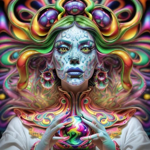 Psychedelic Cornucopia in Surreal 3D Style