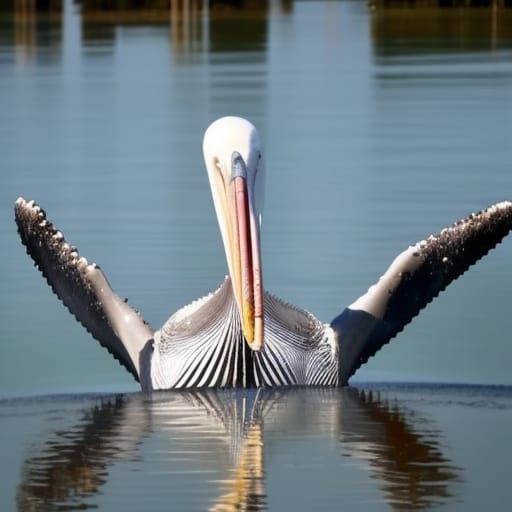 Goofy Whale-Pelican Hybrid in a Bucket