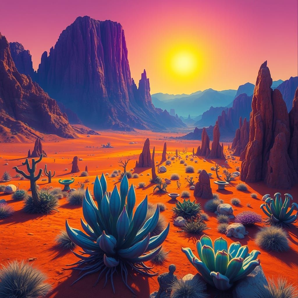 Dreamlike Twilight Landscape in Vibrant Colors