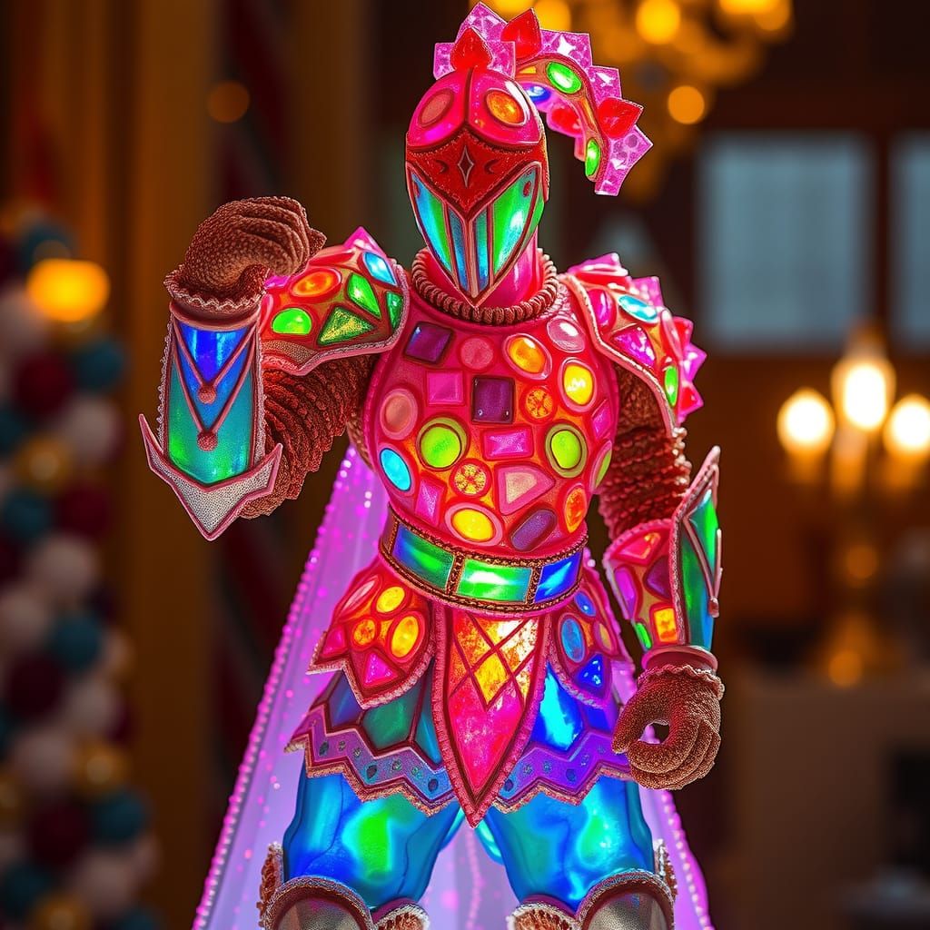 Rainbow Candy Knight Sculpture in 3D