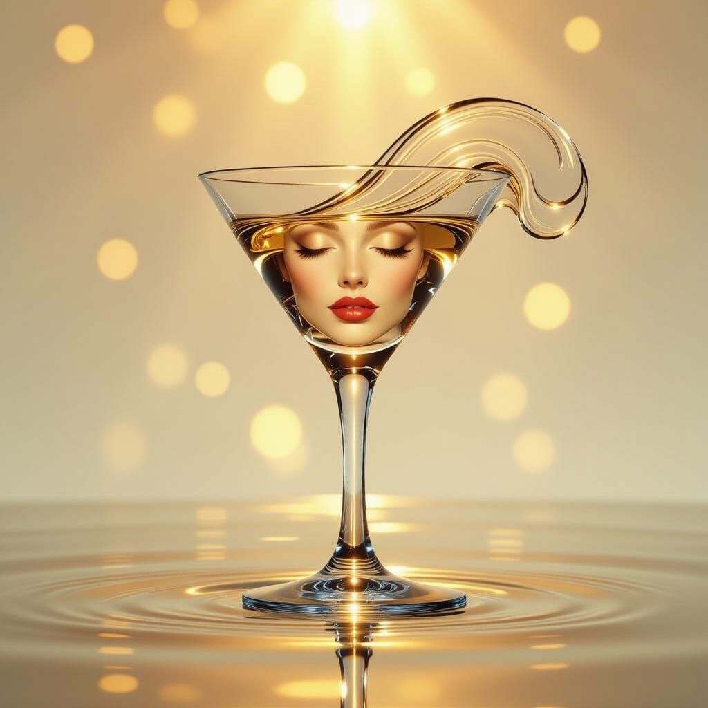 Dreamy Martini Glass Abstract in Modern Digital Art