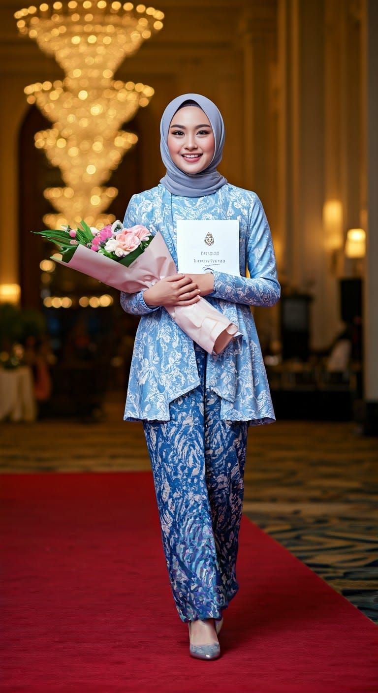 Korean Woman in Batik Dress Celebrates Batik Day