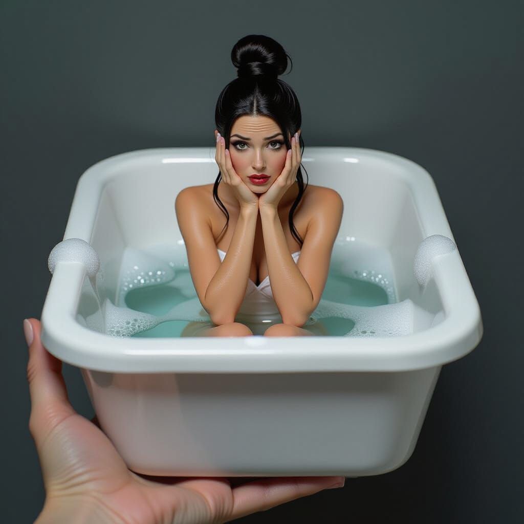 Miniature Woman's Shocking Bathtub Encounter