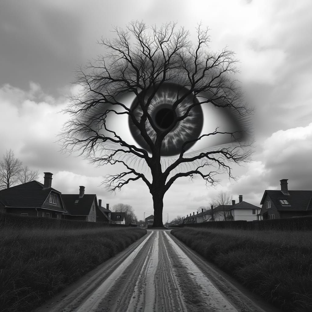 Surreal Eye in Sky Black and White Photography