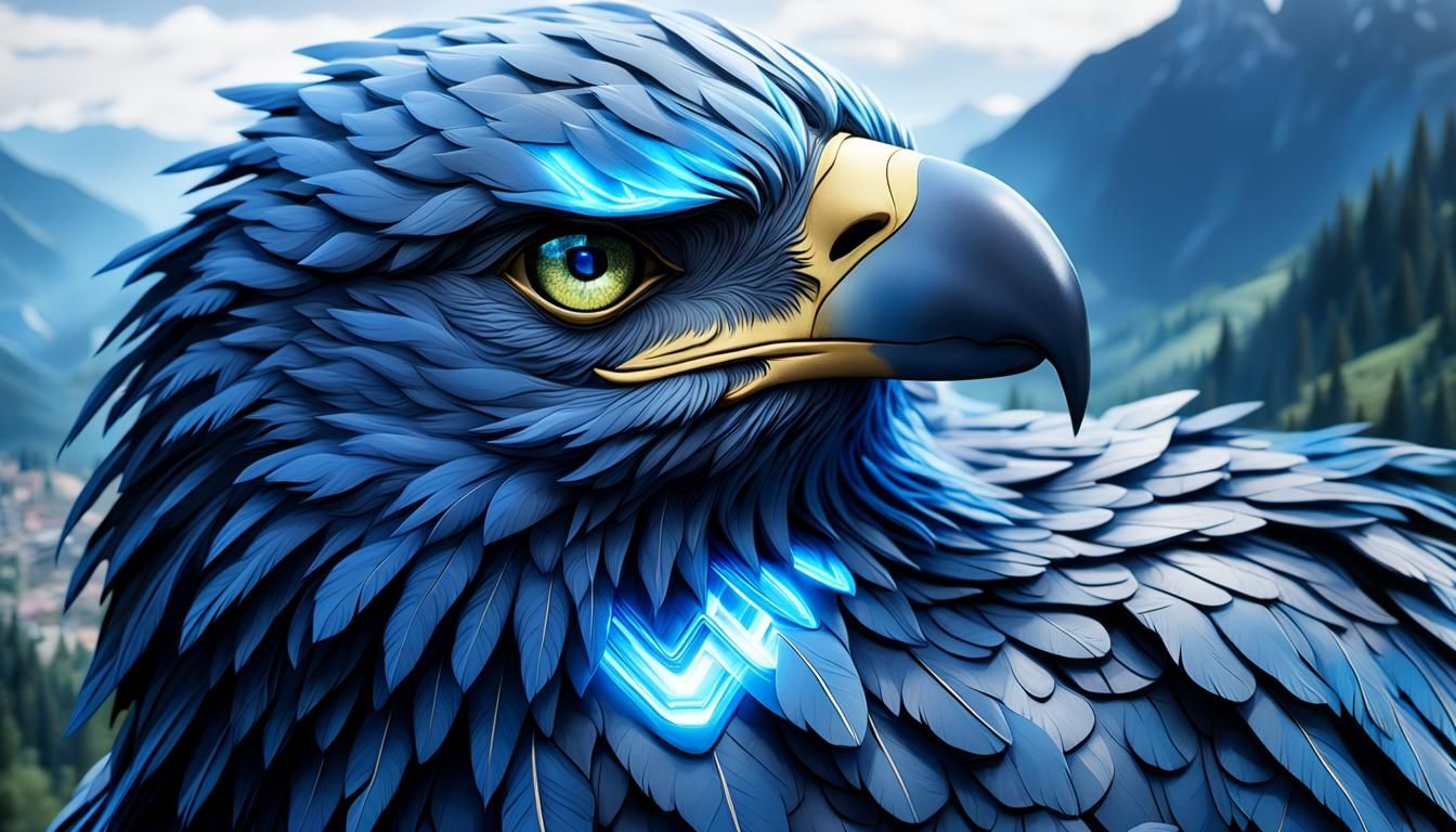 Blue Eagle Transformation in Anime Concept Art