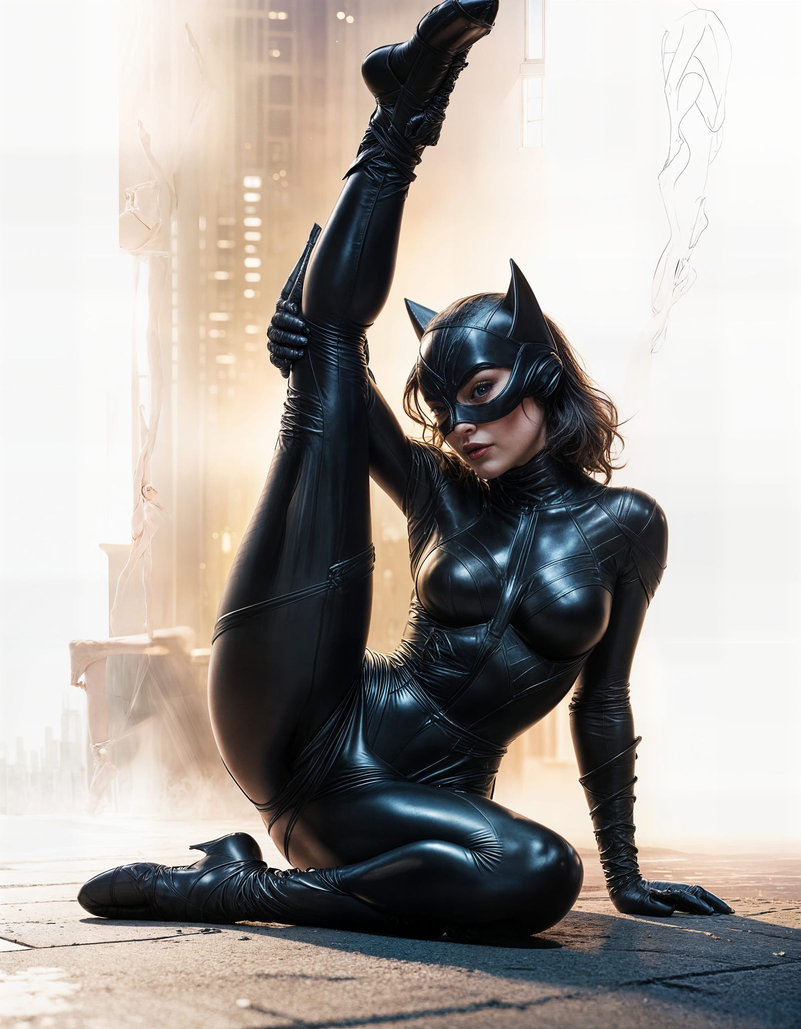 Sultry Catwoman in Hyperrealistic Portrait