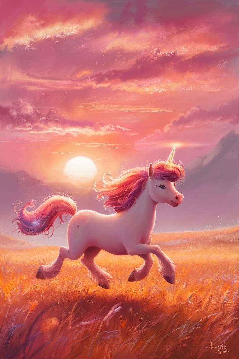 Sunset Shimmer Galloping Across a Golden Meadow